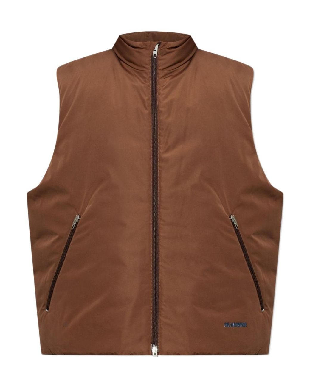 Jil Sander Brown Padded Zip-Up Vest for men