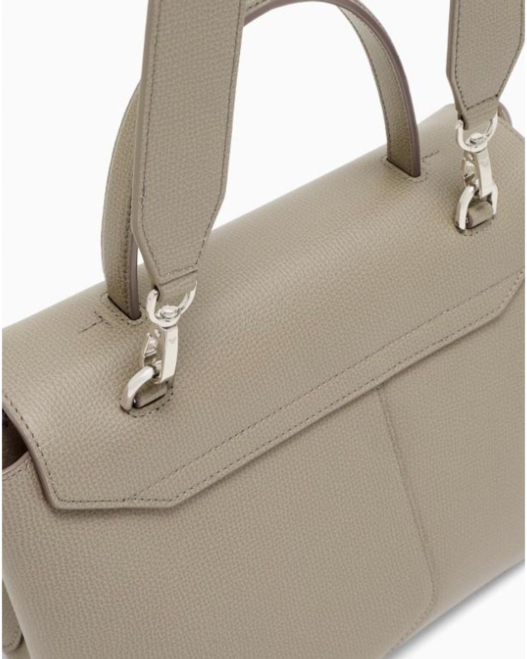 Emporio Armani Natural Grained-Leather Tote Bag