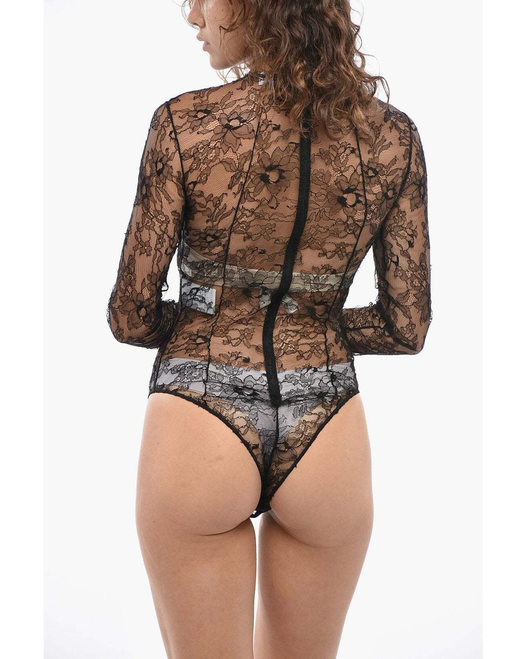 Off-White c/o Virgil Abloh Black Sheer Lace Bodysuit