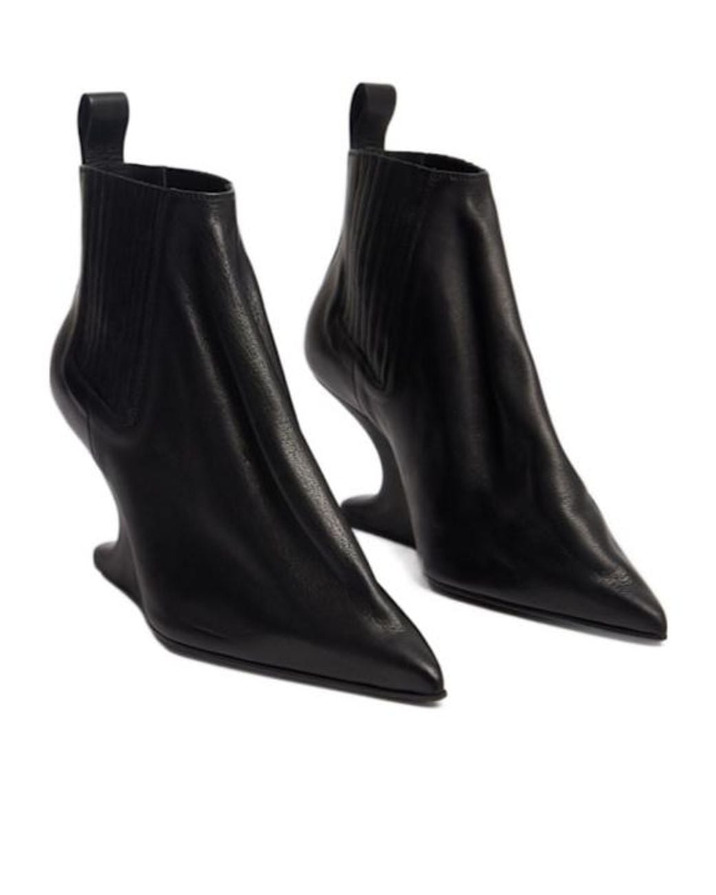 Rick Owens Black 80Mm Ankle Taco Leather Ankle Boots