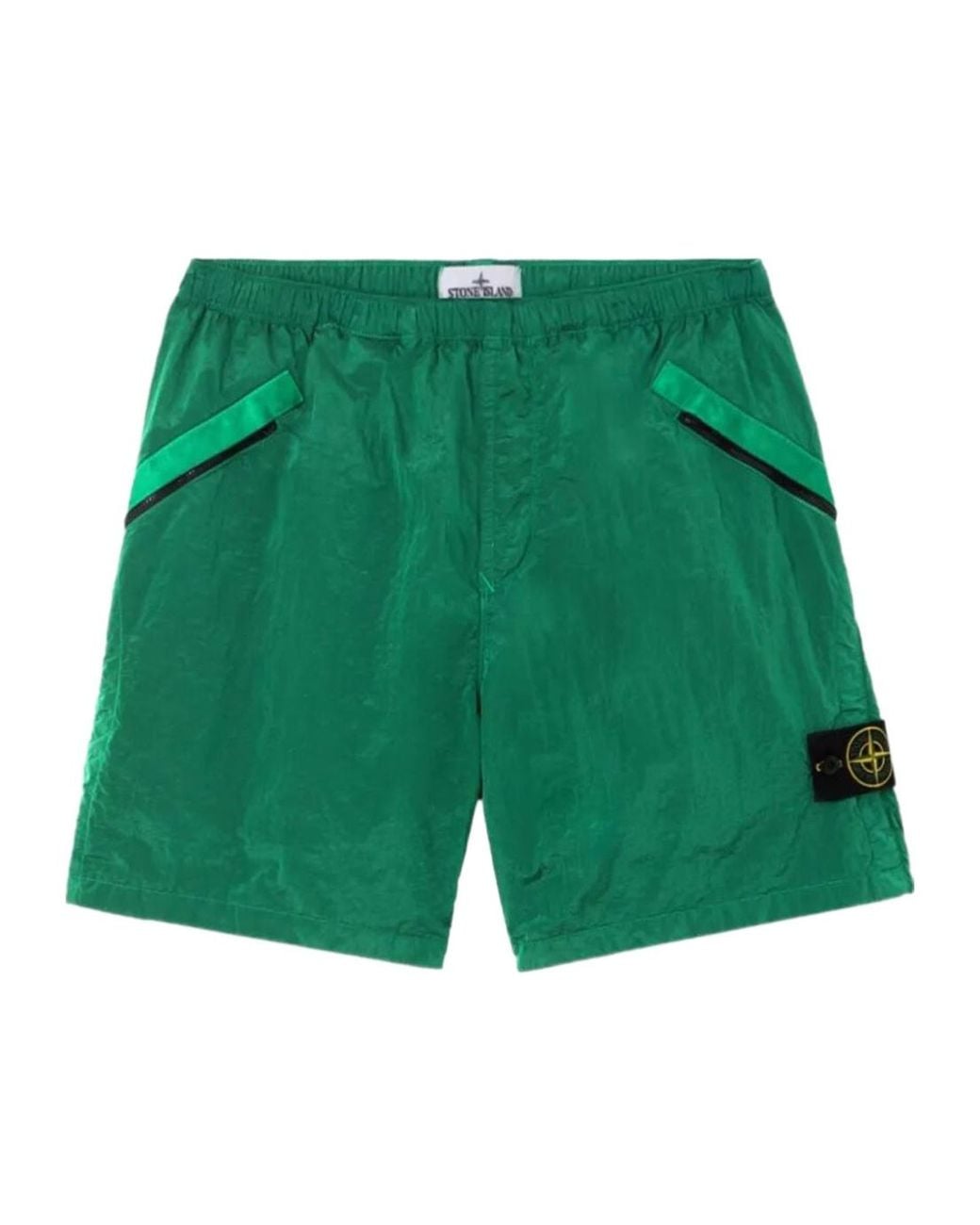 Stone Island Green Logo Patch Bermuda Shorts for men