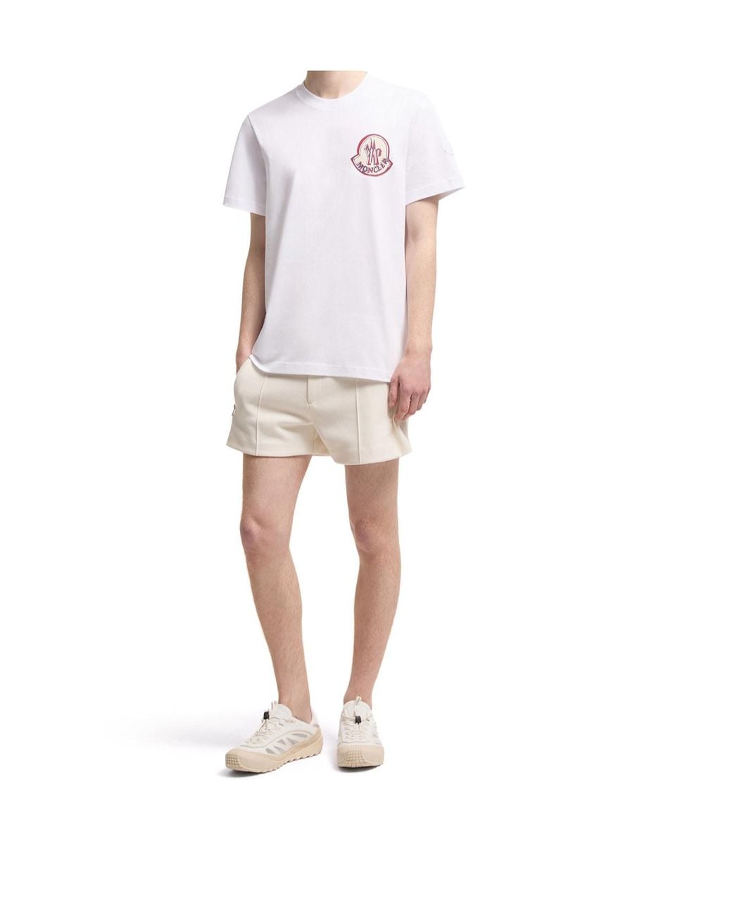 Moncler White Logo Printed Crewneck T-Shirt for men