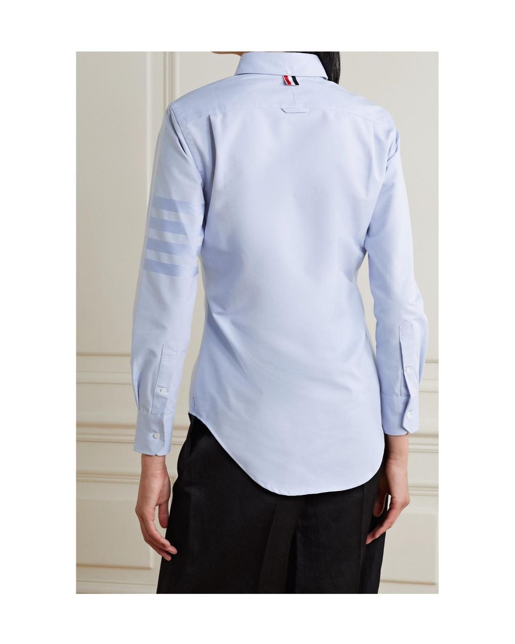 Thom Browne Blue Logo Patch Long-Sleeved Shirt