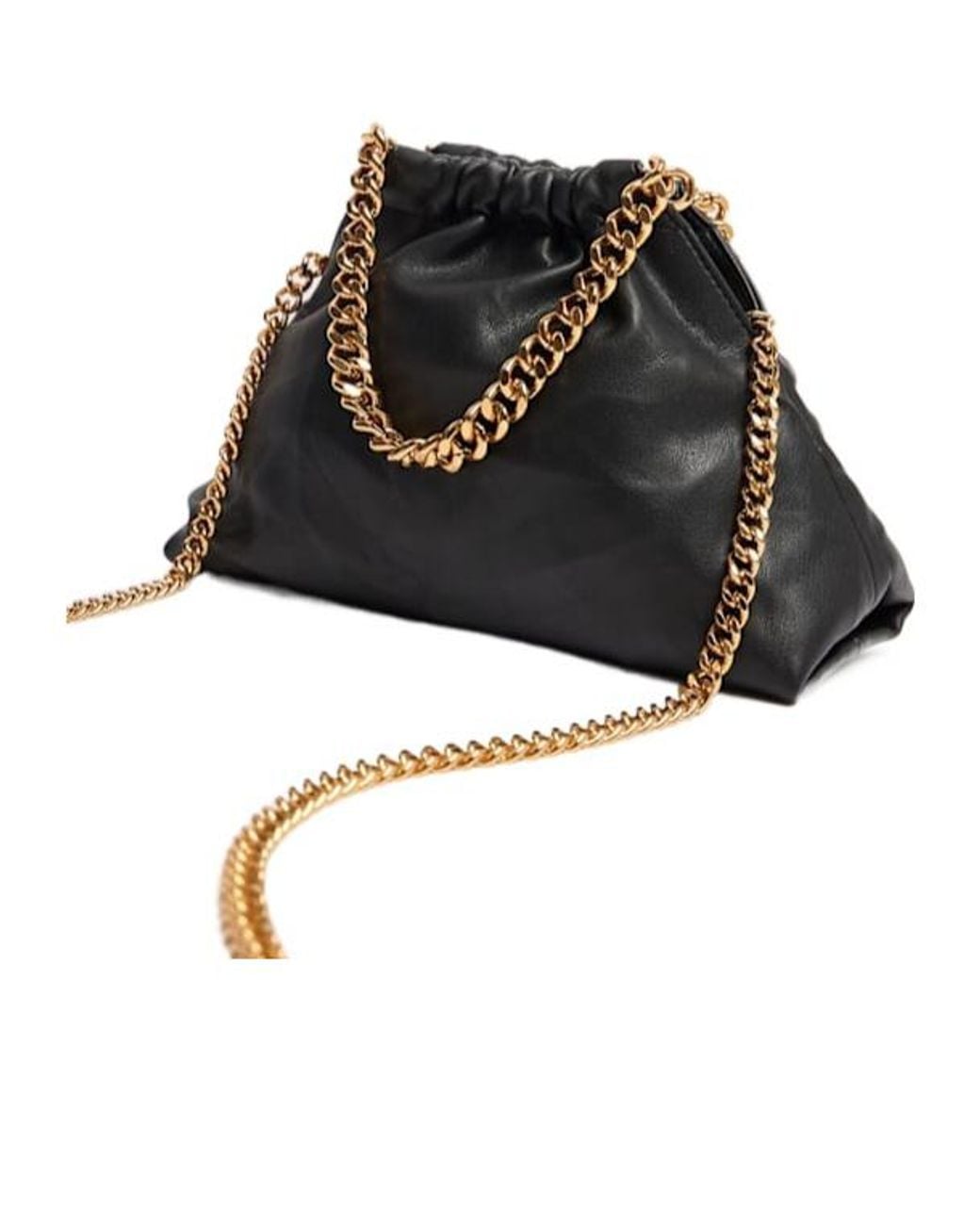 Stella McCartney Black Mini Crinkled Drawstring Bag
