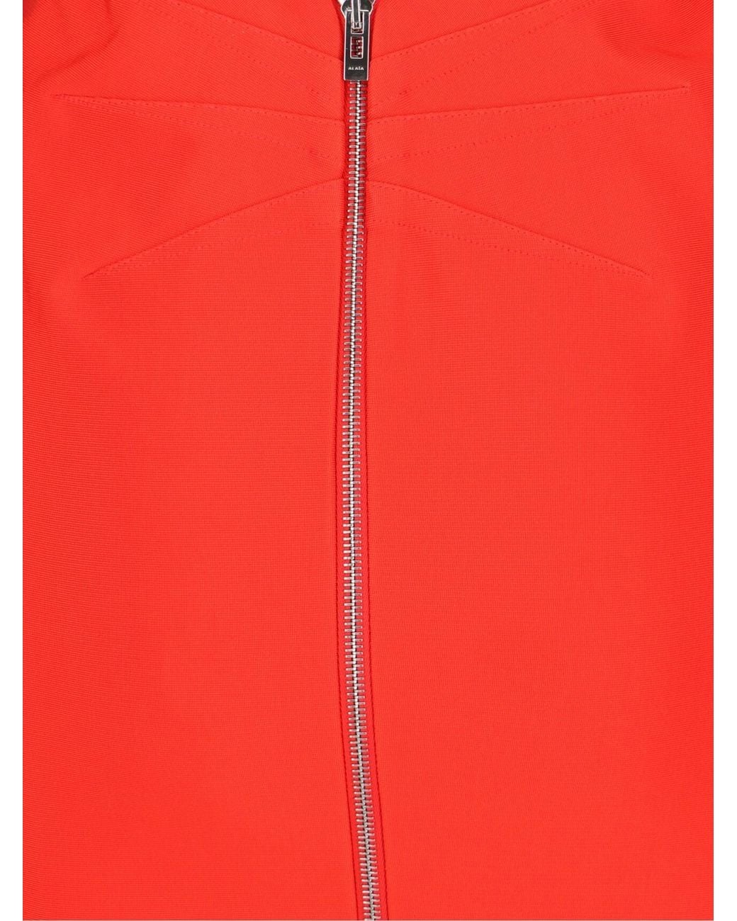 Alaïa Red Alaïa Crossback Sleeveless Midi Dress