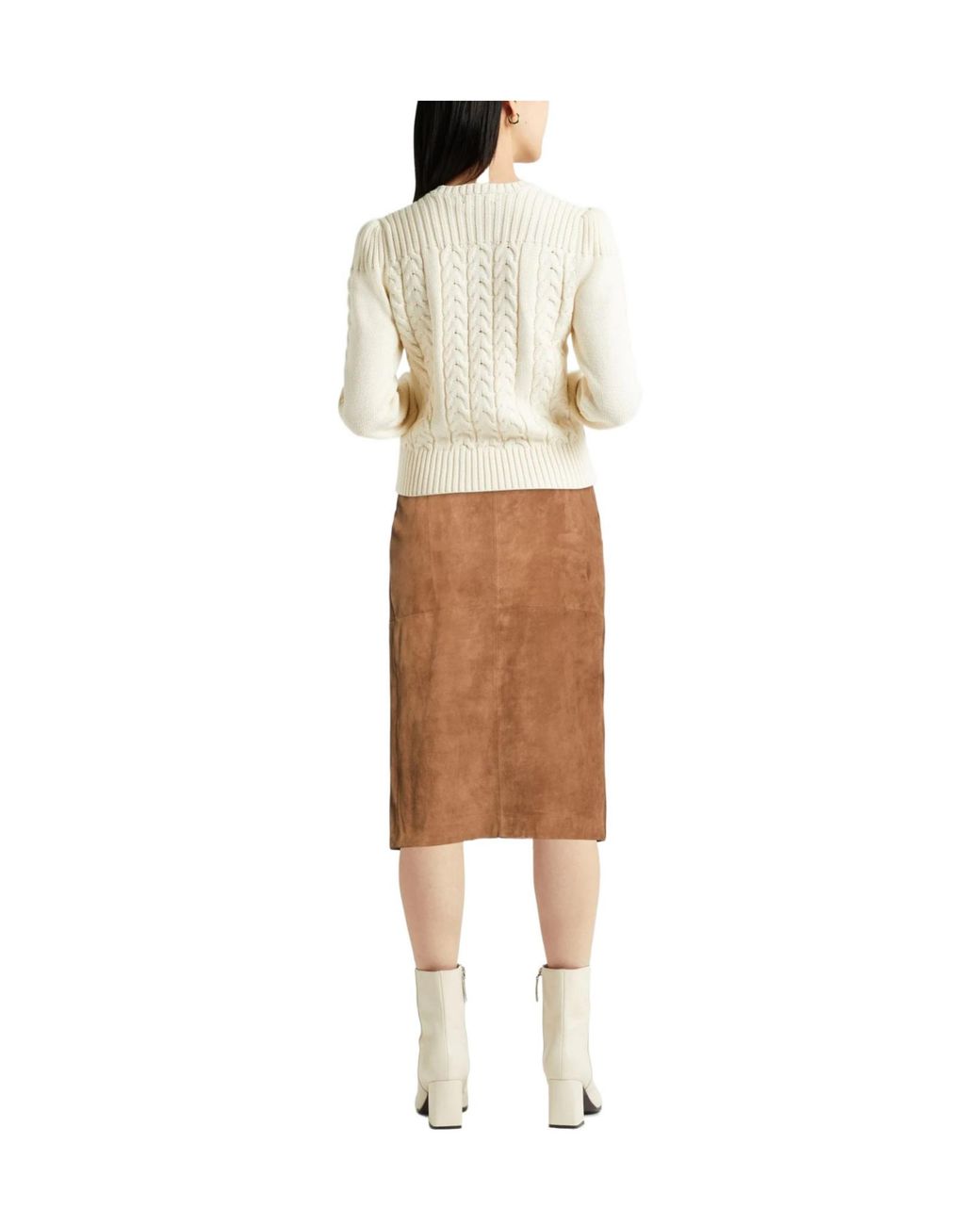 Max Mara Brown Solidcolor Suede Skirt