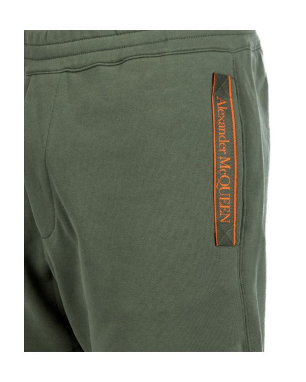 McQueen Green Logo Printed Elastic Waist Jogging Pants for men