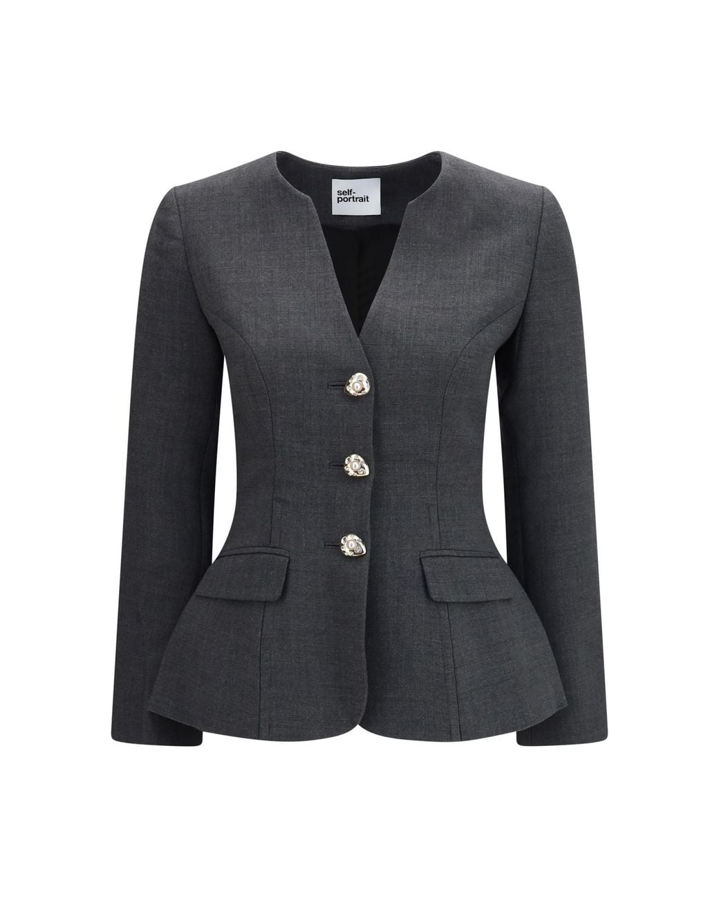 Self-Portrait Black Wool Peplum Blazer