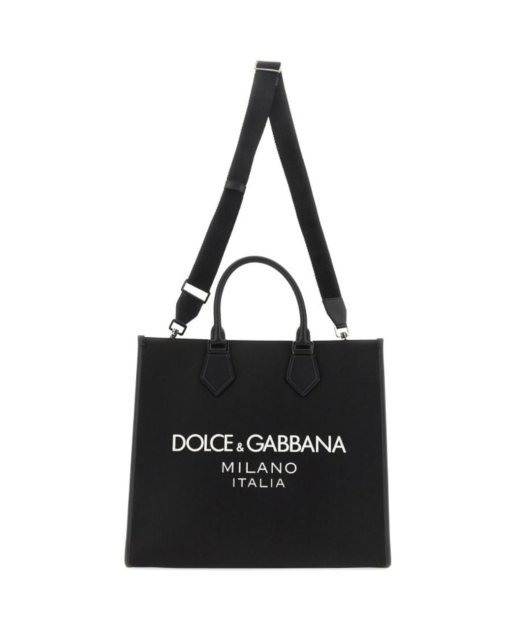 Dolce & Gabbana Black Logo Rubberized Large Shopper Bag for men