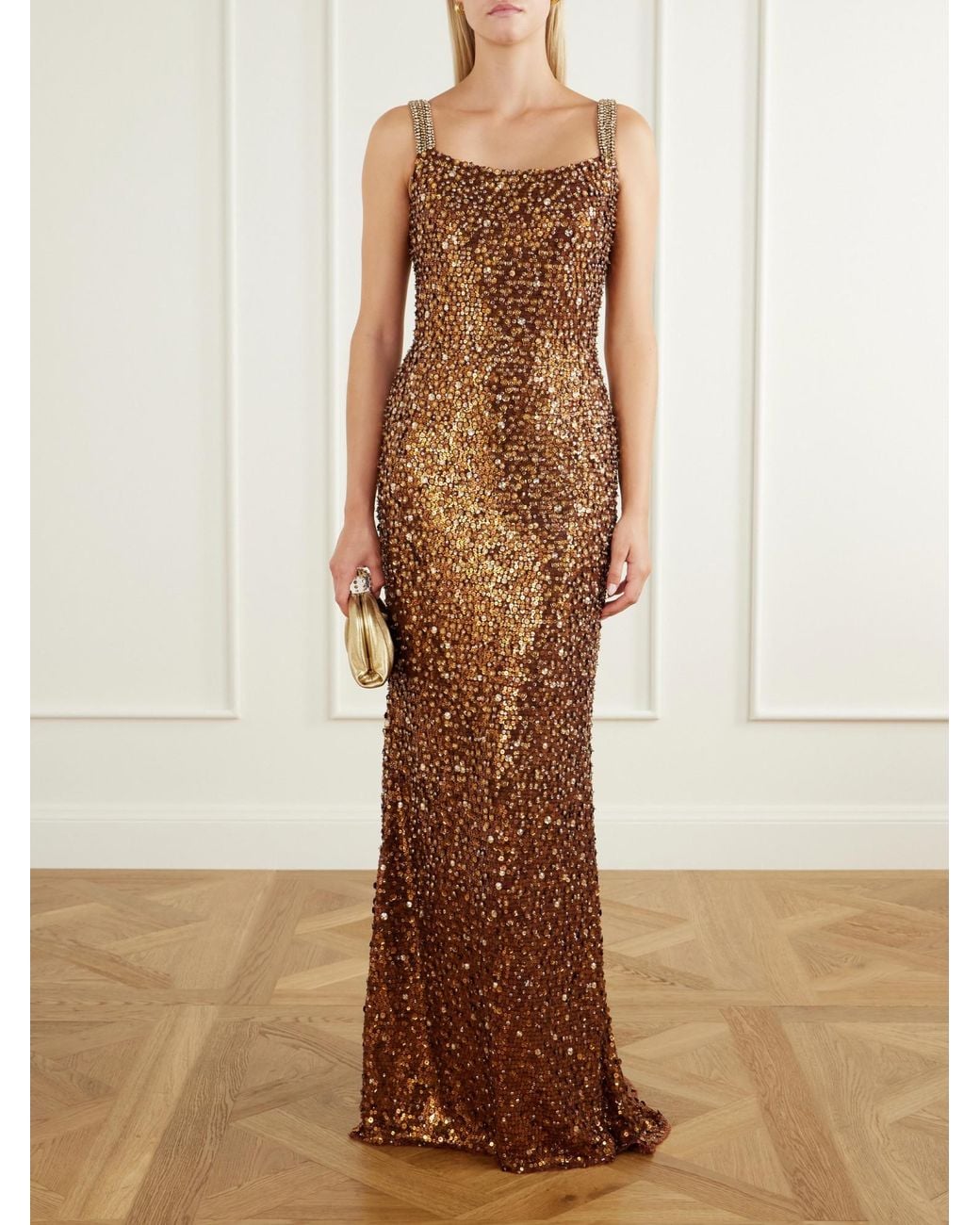 Jenny Packham Brown Sonnet Sequined Tulle Gown