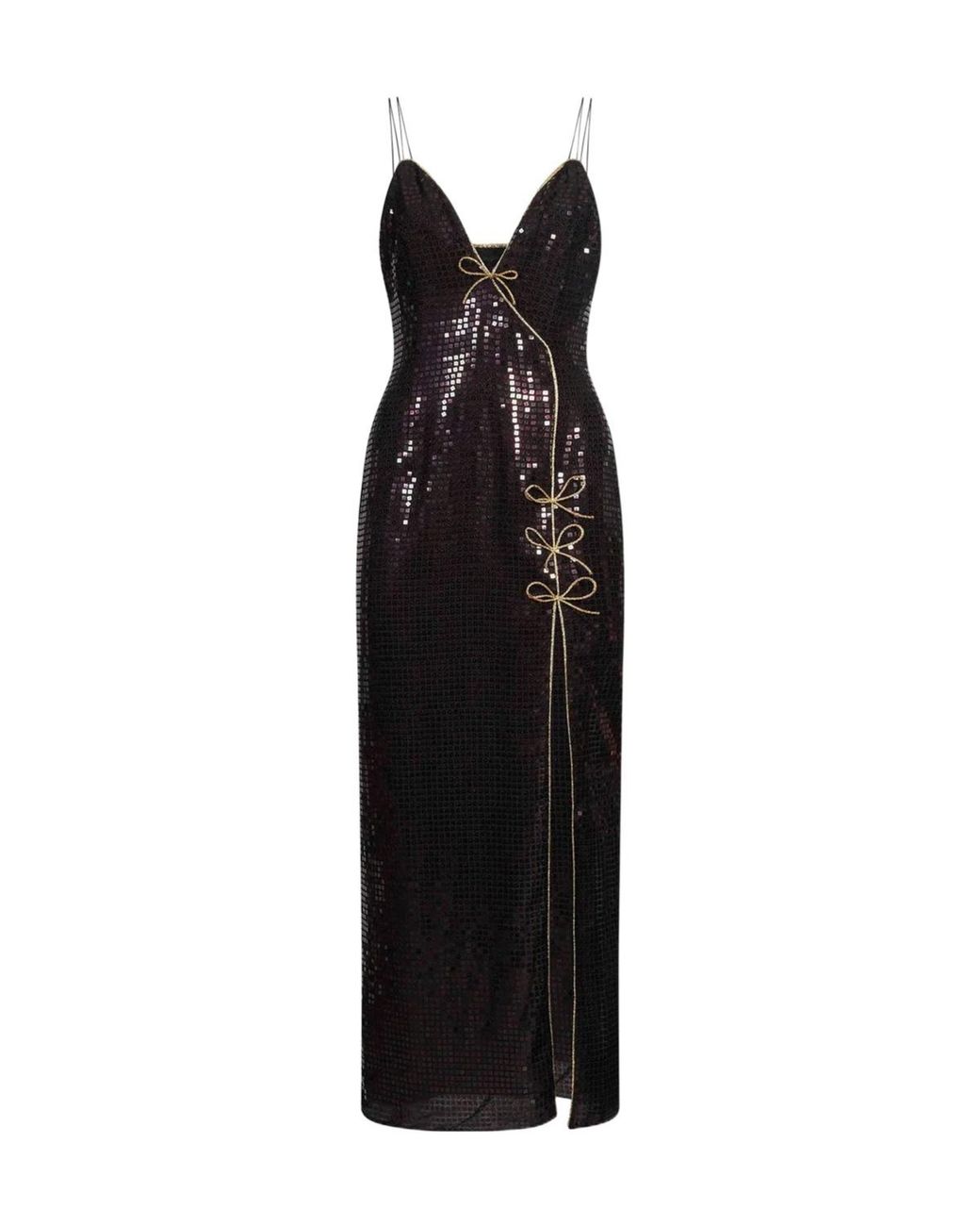 Alessandra Rich Black Sequin Slip Maxi Dress