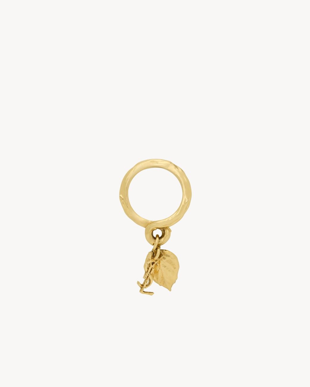 Saint Laurent Metallic Cassandre Leaf Charm Ring