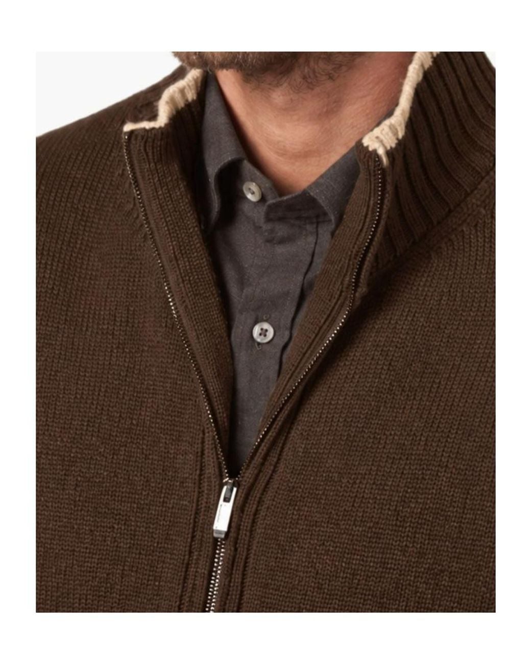 Paul & Shark Brown Long-Sleeve Zip-Up Cardigan for men