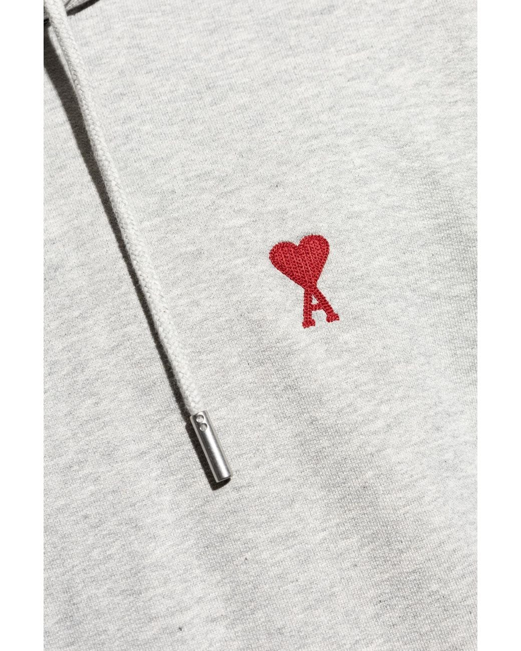 AMI Gray Ami De Coeur Drawstring Hoodie