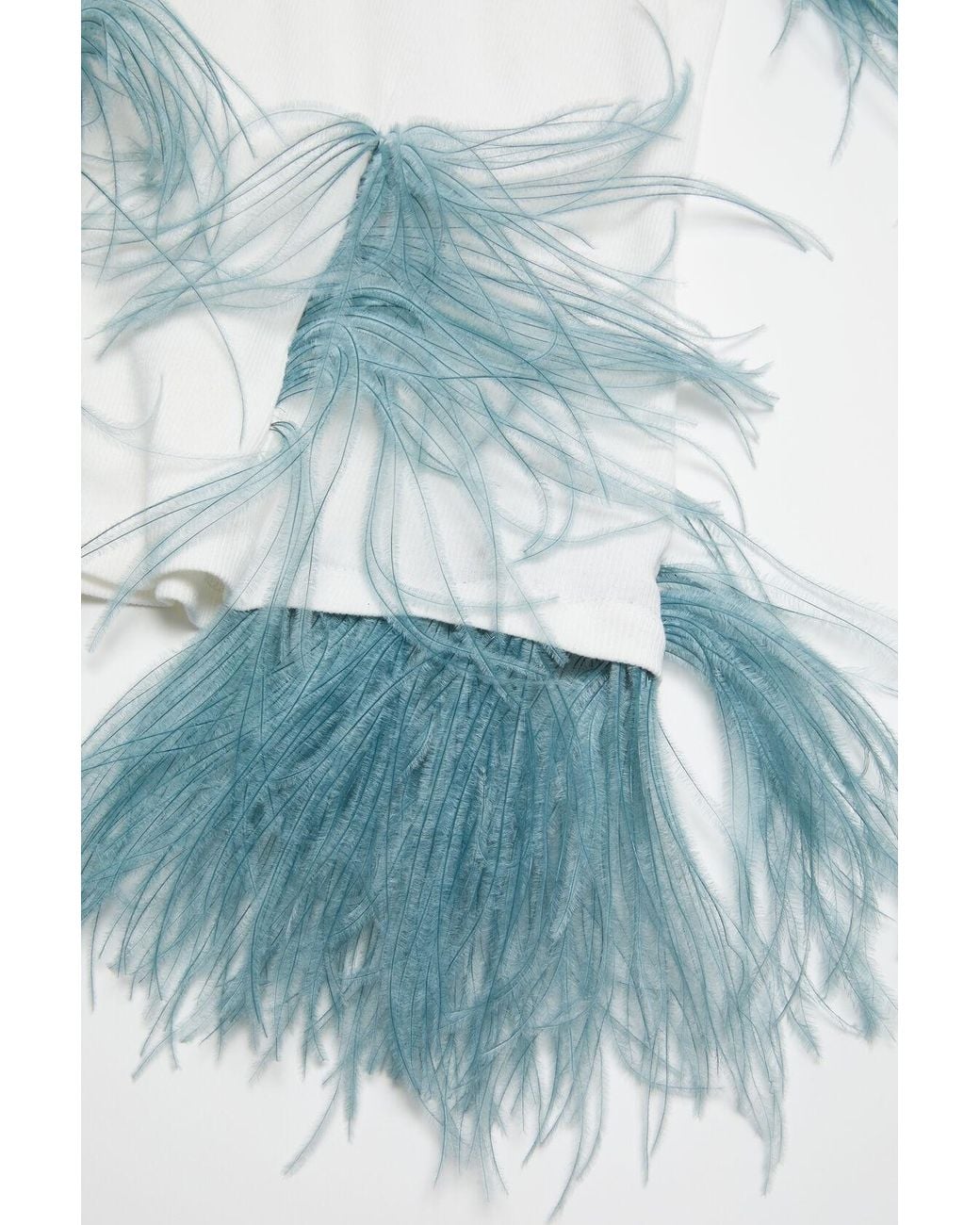 Acne Blue Feather-Detailing Ribbed Tank Top
