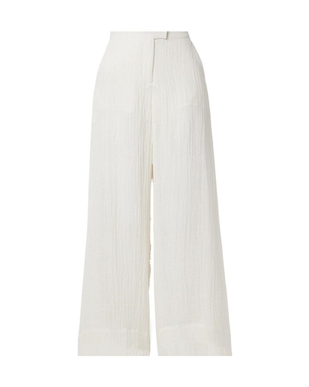 Lisa Marie Fernandez White Crinkled Linen-Blend Gauze Wide-Leg Pants