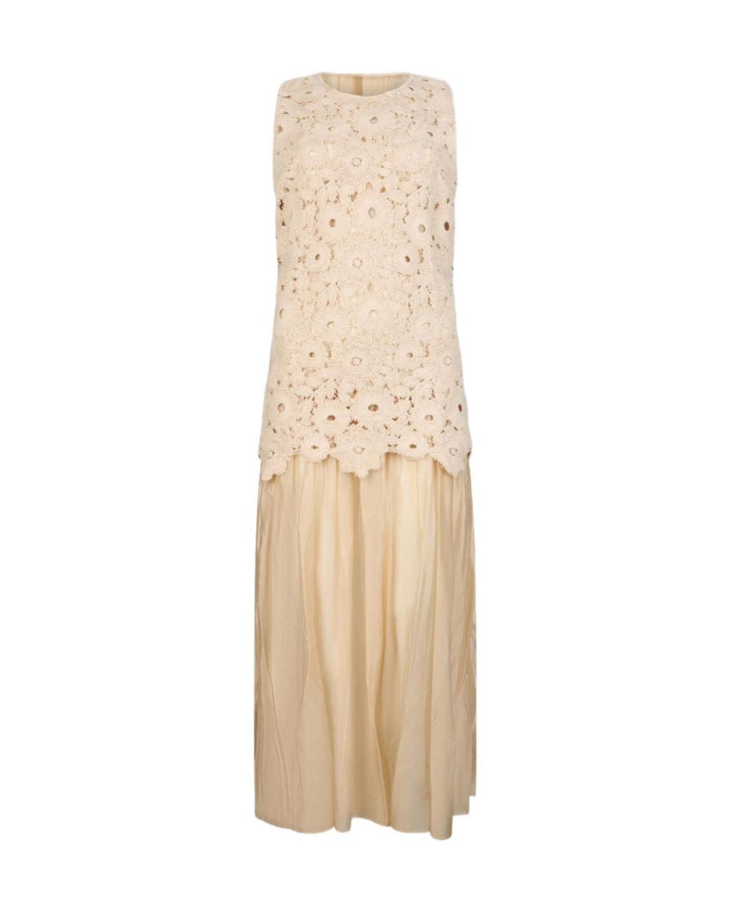 Liu Jo Natural Floral Lace Pleated Dress