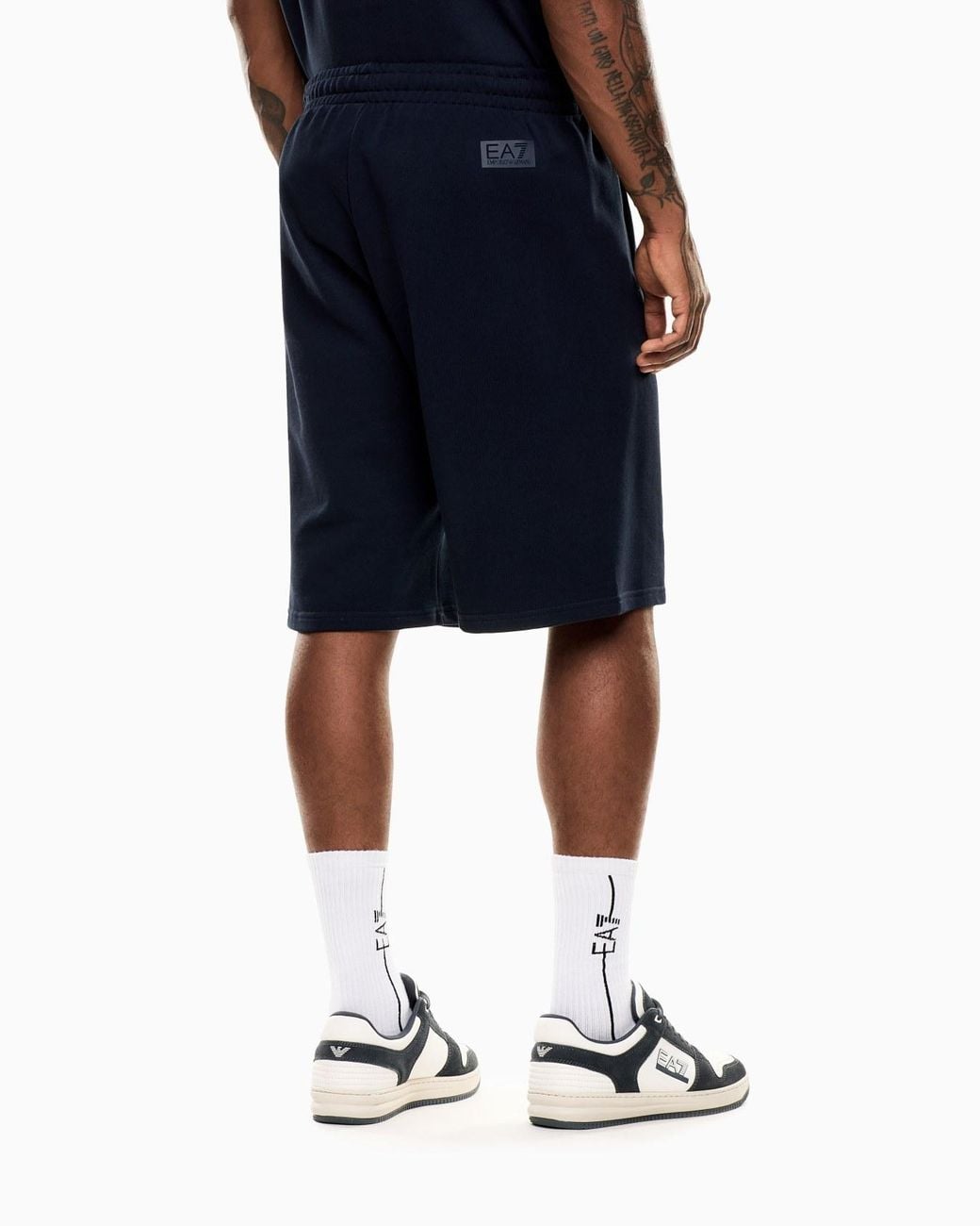 EA7 Blue Logo-Embossed Bermuda Shorts for men