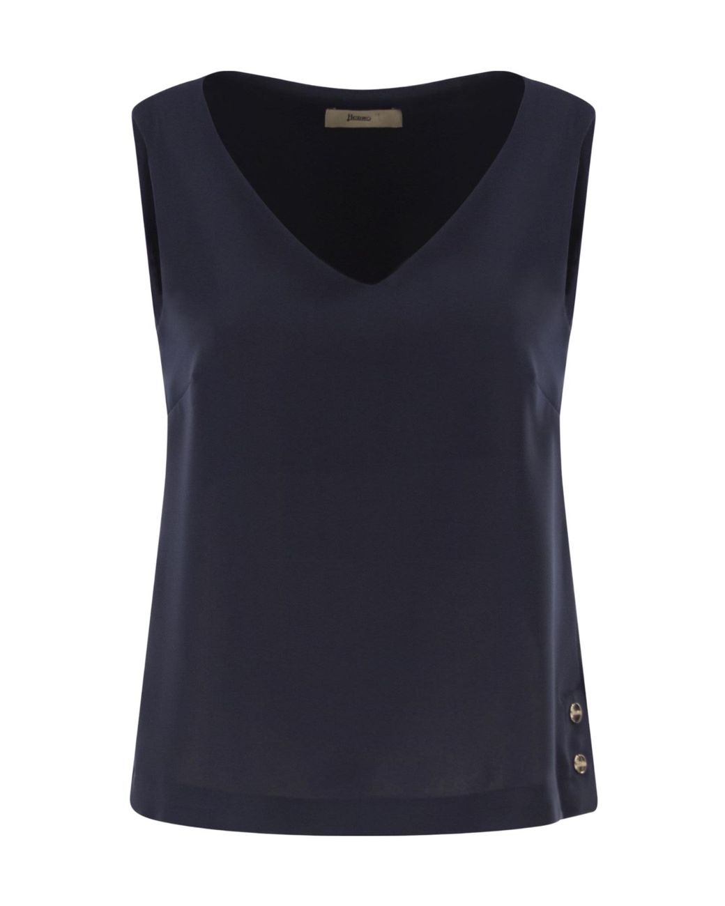 Herno Blue V-Neck Sleeveless T-Shirt