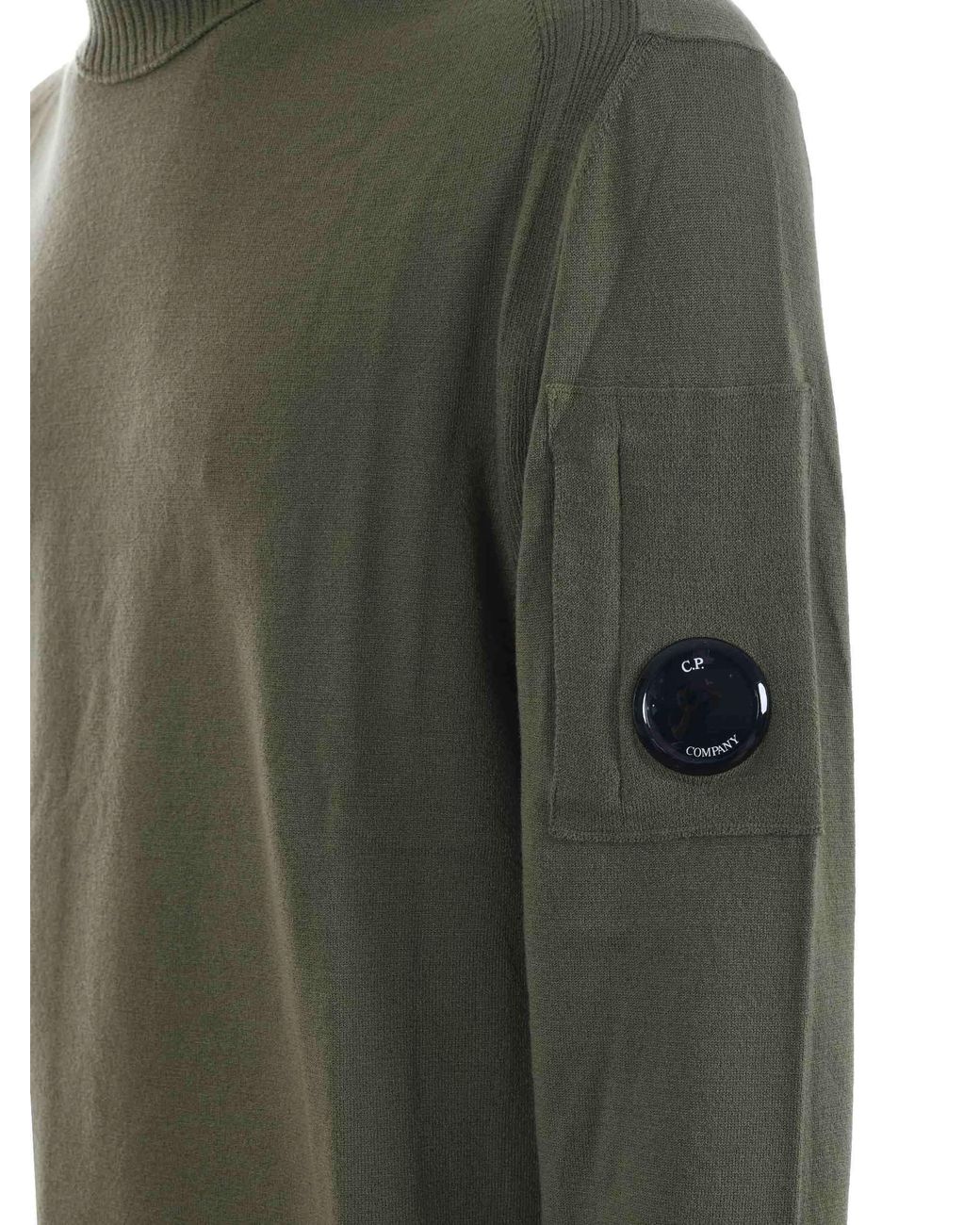 C P Company Green Ribbed Turtleneck Sweater for men