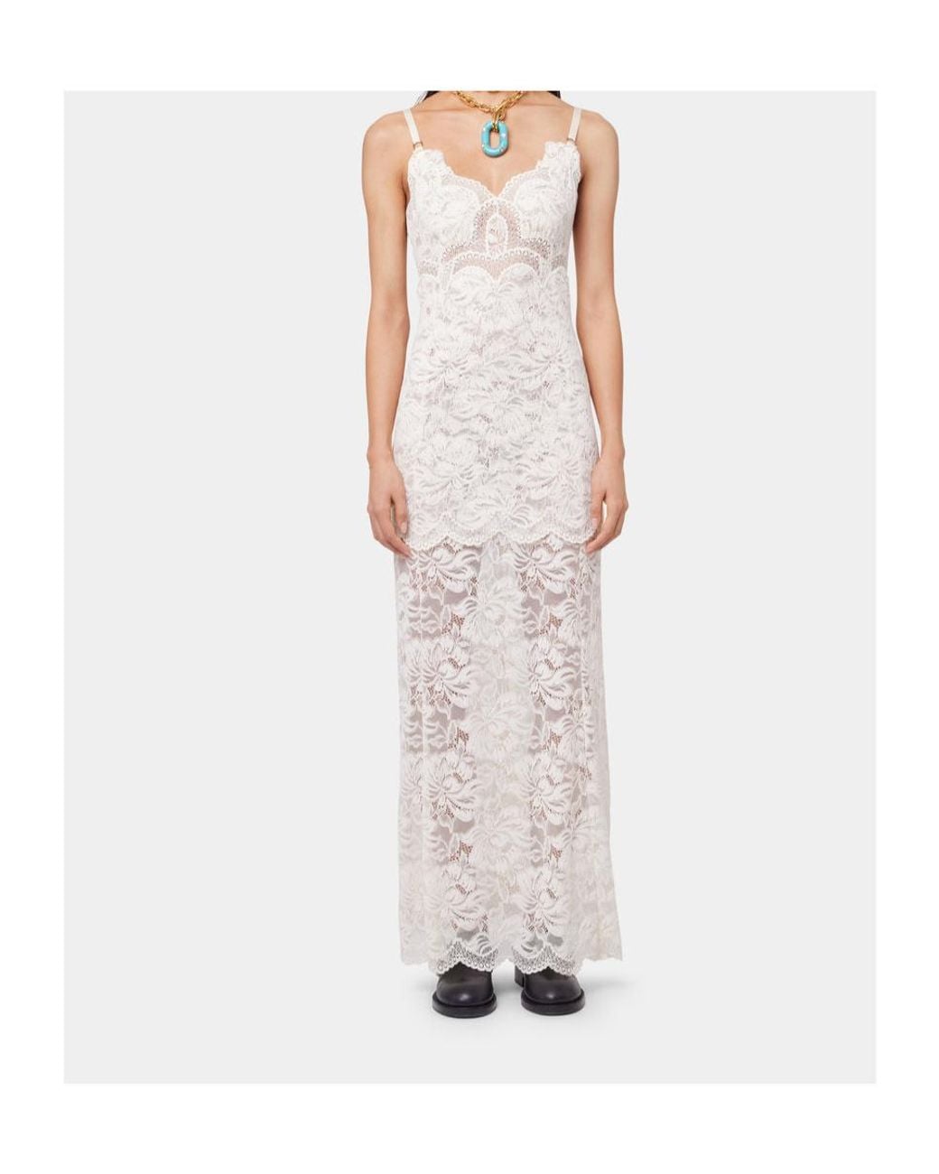 Rabanne White Lace Detailed Sleeveless Maxi Dress