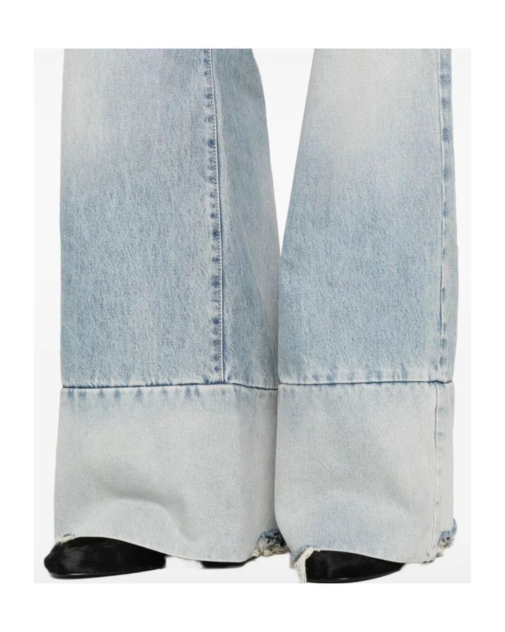ICON DENIM Blue Wide-Leg Raw-Cut Jeans