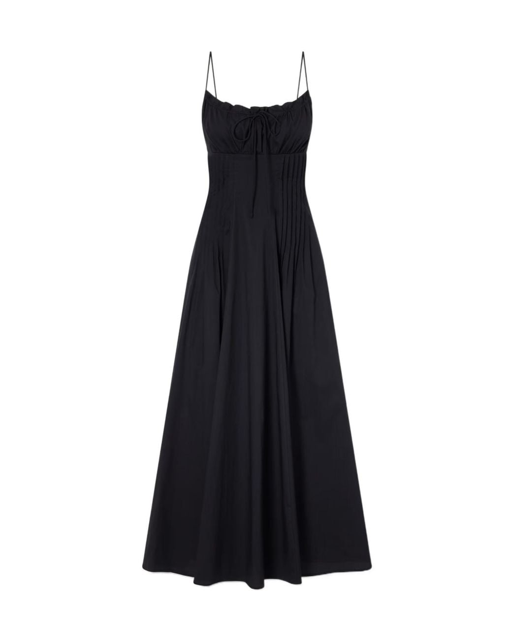 Staud Black Waist-Fitted Midi Dress