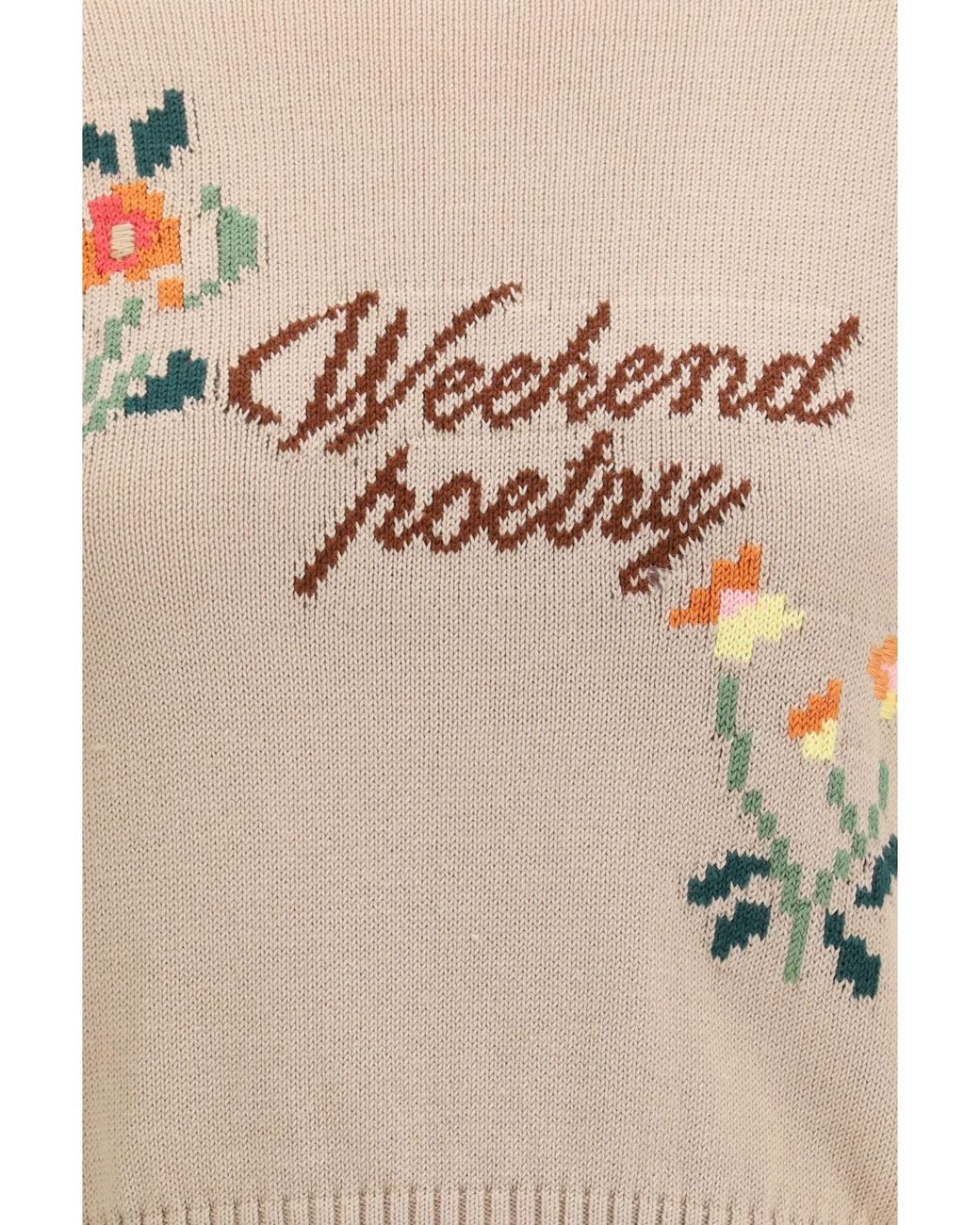 Weekend by Maxmara Natural Wkdfiacre Logo Intarsia Knitted Top