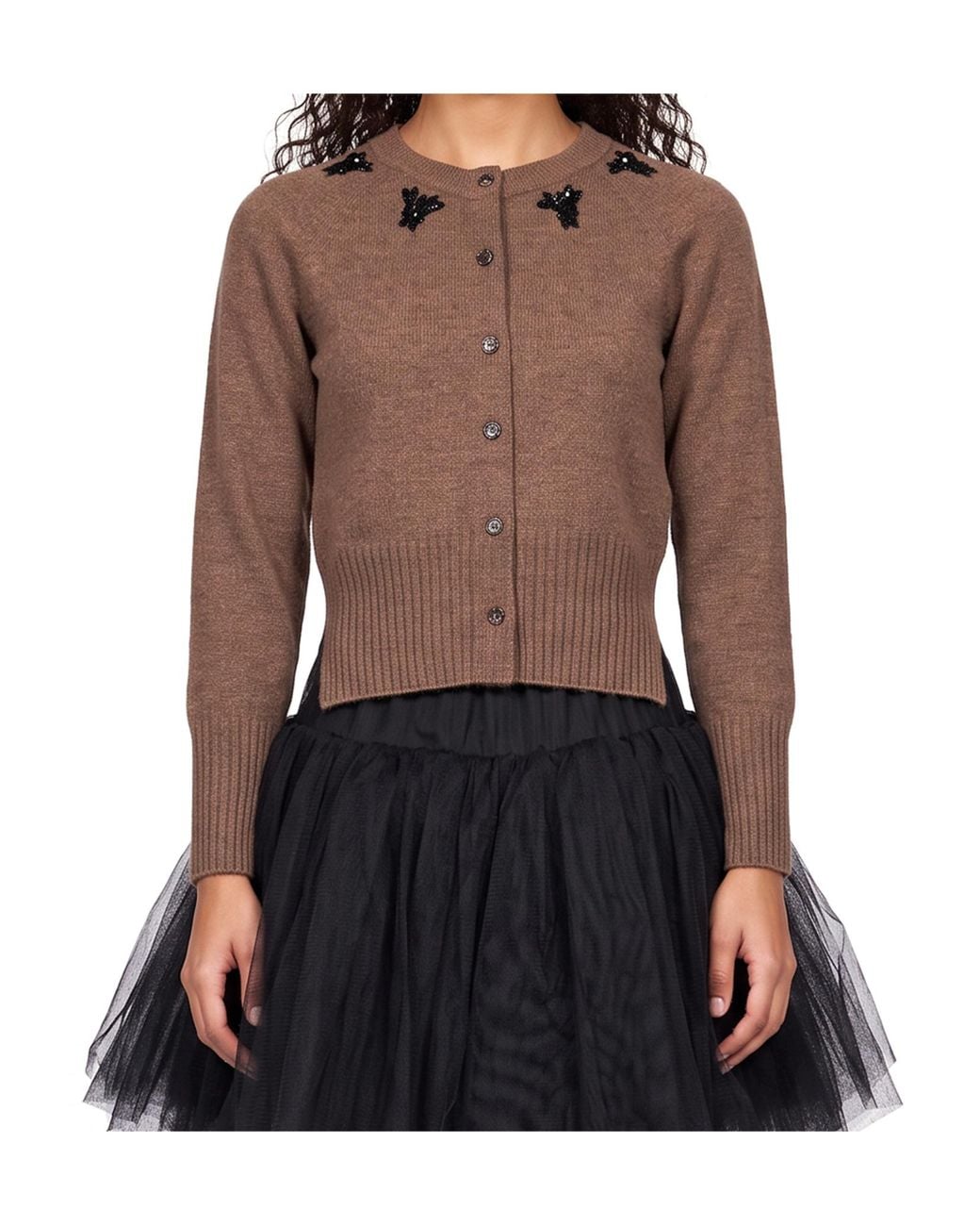 Simone Rocha Brown Long-Sleeved Cardigan