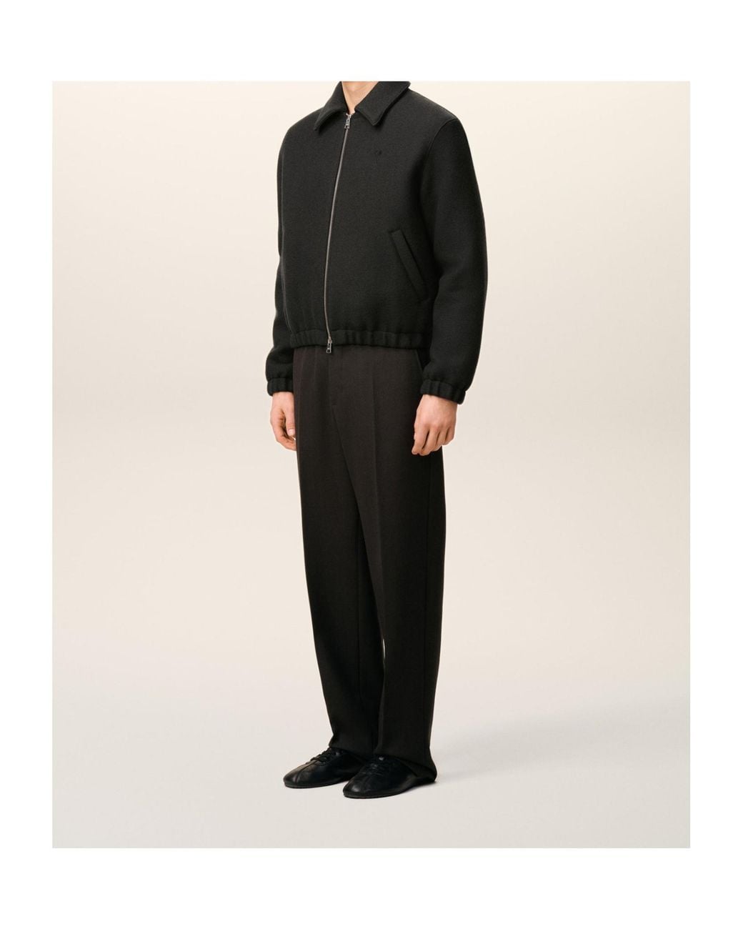 AMI Black Ami Logo Embroidered Zip-Up Jacket for men