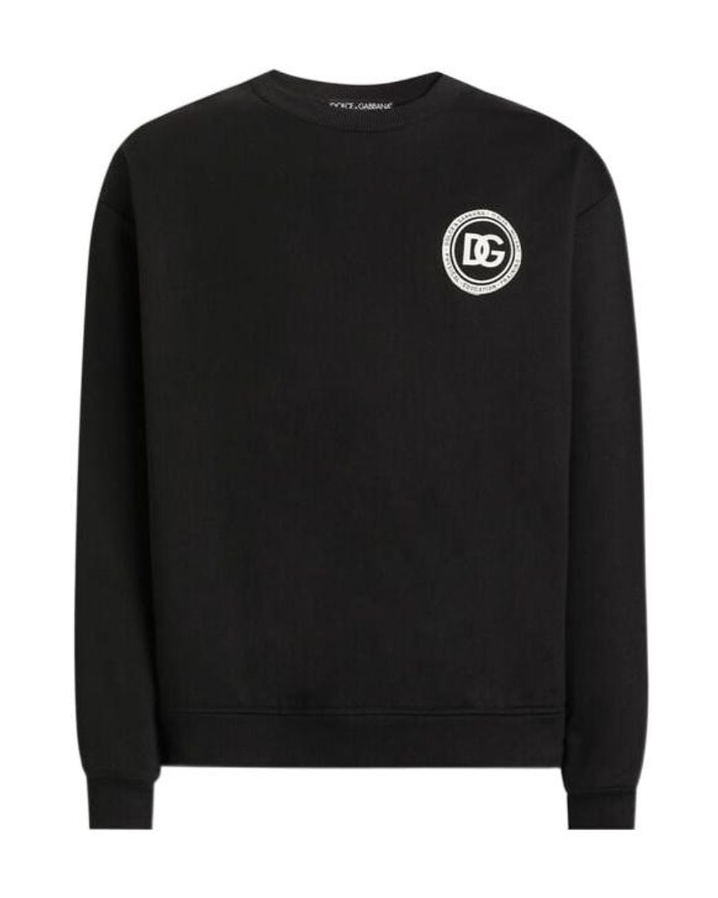 Dolce & Gabbana Black Cotton Logo-Patch Sweatshirt for men