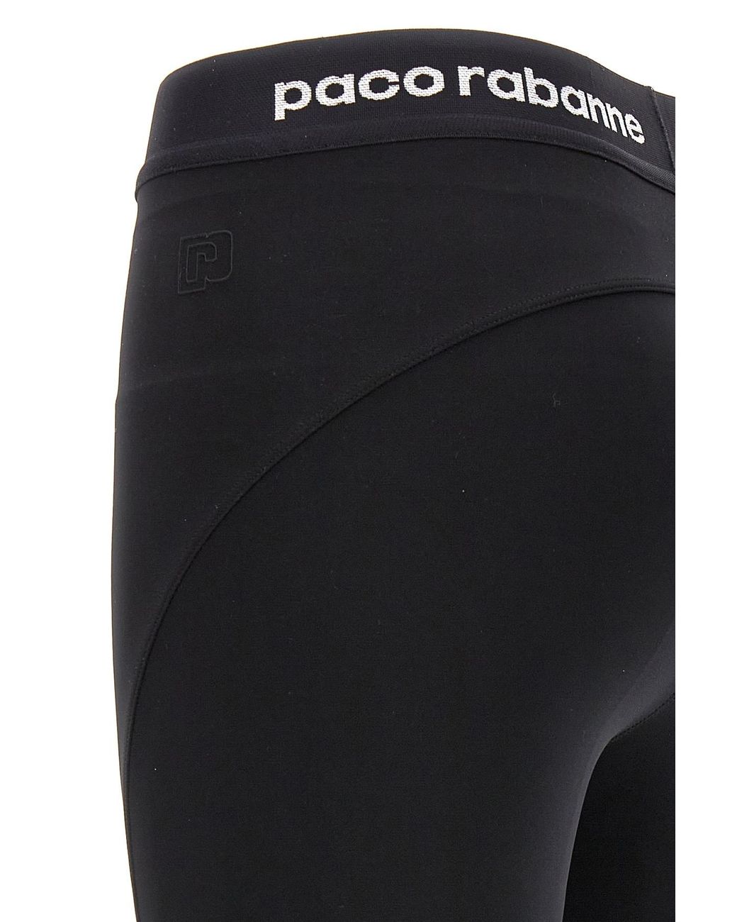 Rabanne Black Logo Detailed High Waisted Leggings