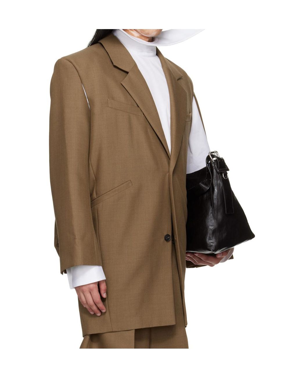 Egonlab Brown Curved Vent Long-Sleeved Blazer for men