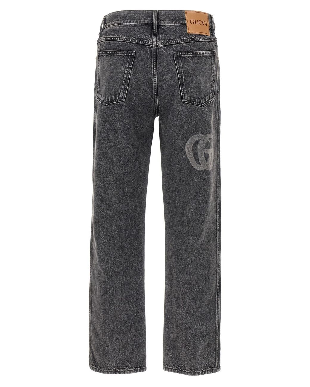 Gucci Gray Logo Detailed Slim Fit Denim Jeans for men