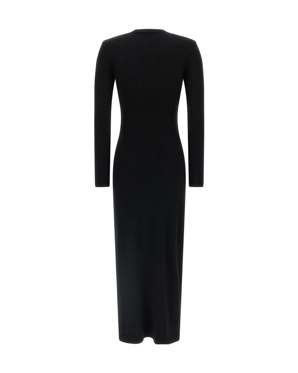 P.A.R.O.S.H. Black Padded-Shoulder Midi Dress