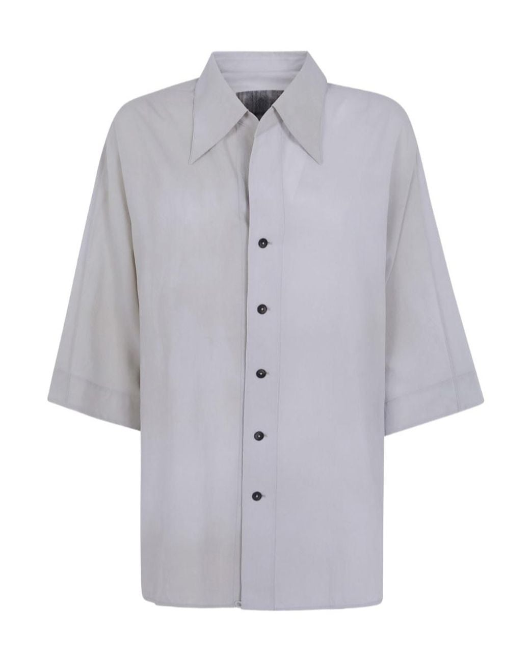 Ziggy Chen Gray Short Sleeved Back Gathered Shirt