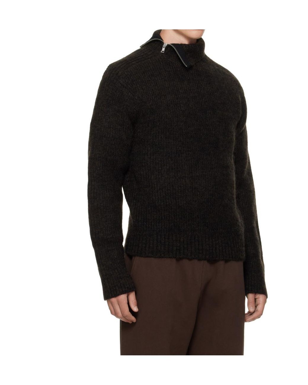 Entire studios Black Zip-Neck Ribbed Sweater for men