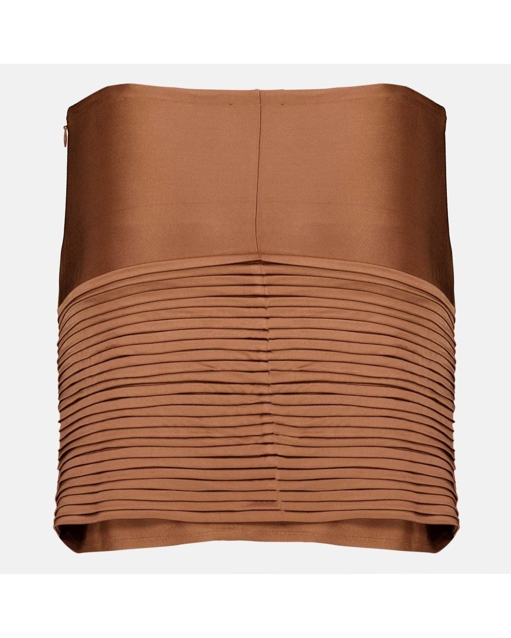 Rabanne Brown Pleated Zip-Up Mini Skirt