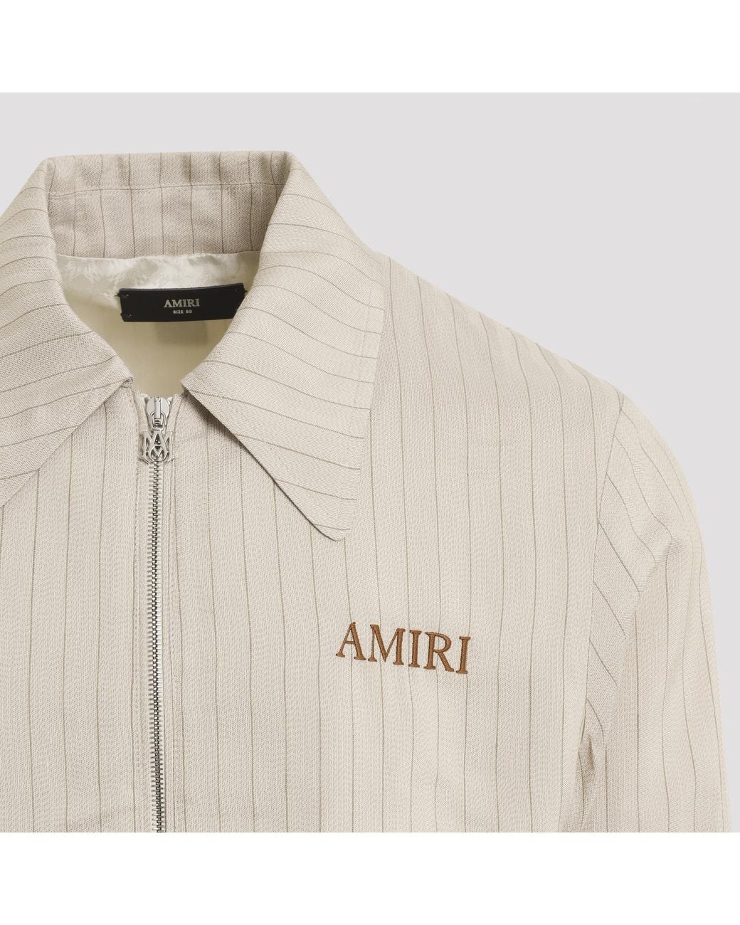 Amiri Natural Pinstripe Zip-Up Jacket for men