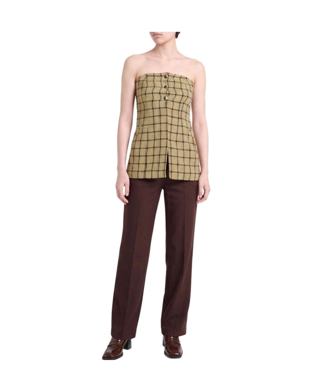 Ganni Metallic Plaid Camisole