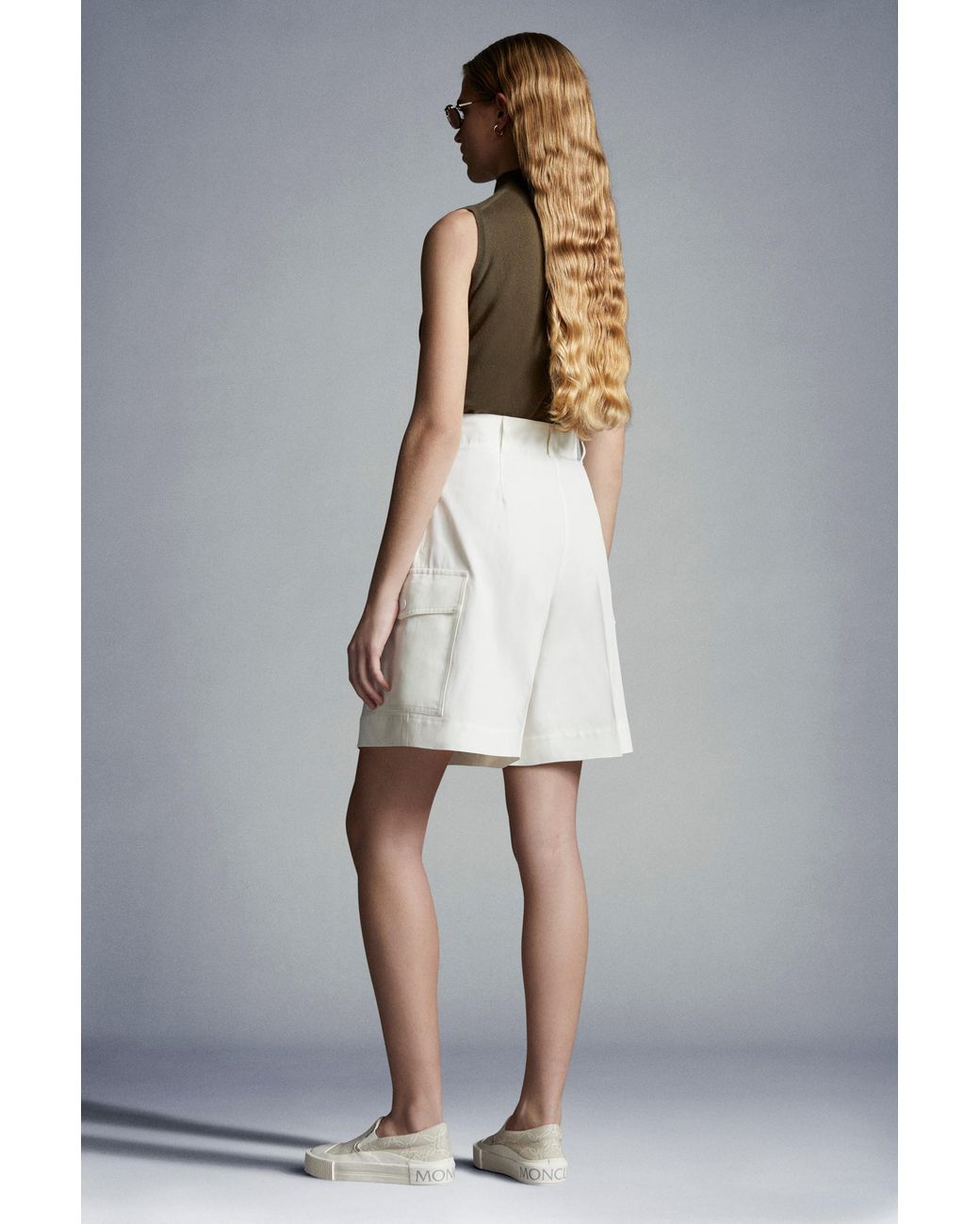 Moncler White Flap Pocket Shorts