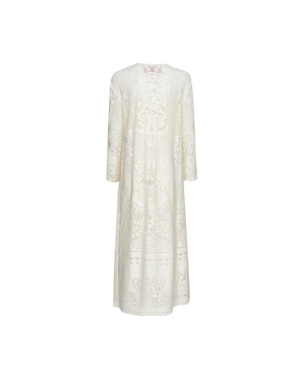 Valentino White Logo Plaque Flared Long-Sleeved Dress
