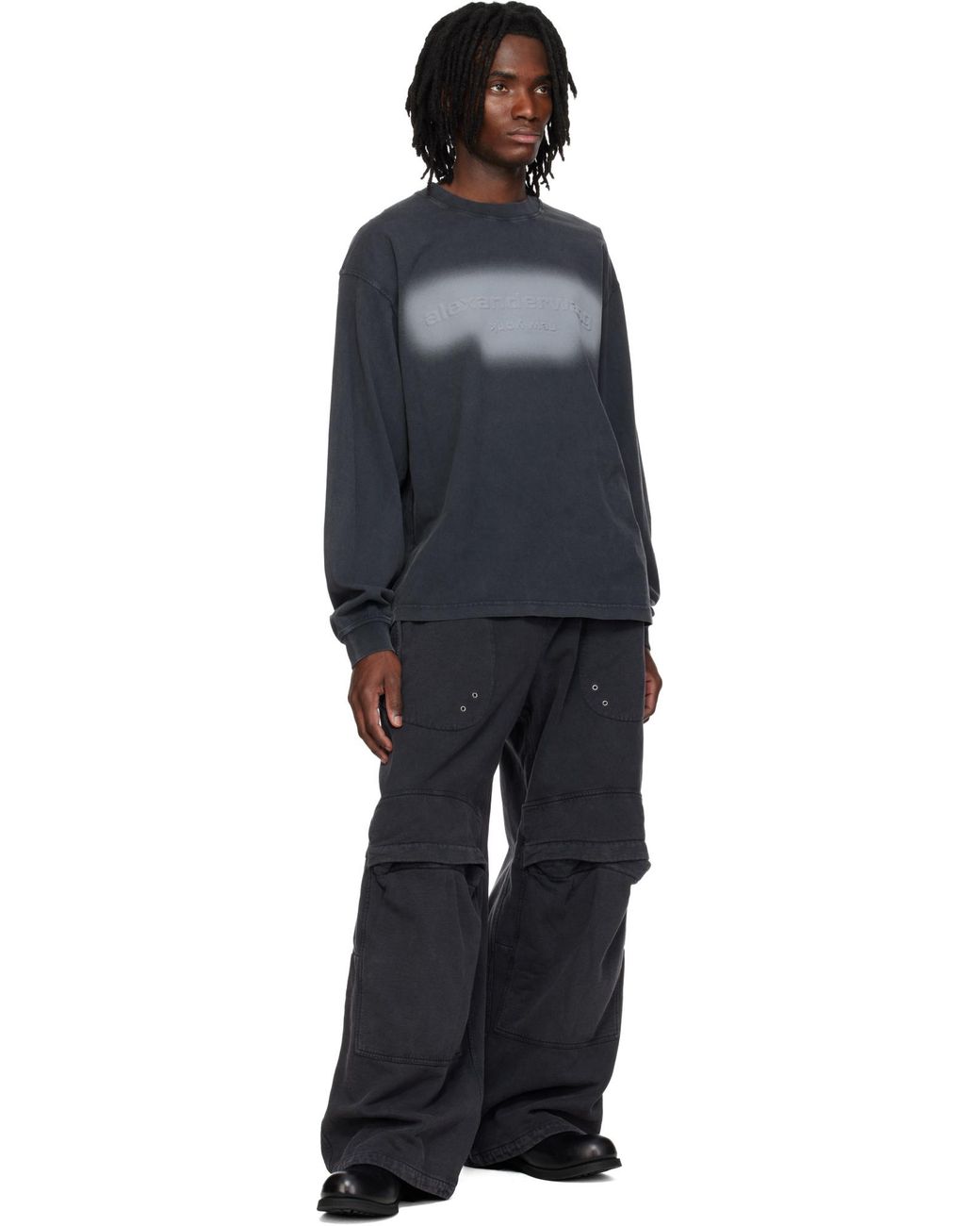 Alexander Wang Black Oversized Long Sleeved Logo T-Shirt