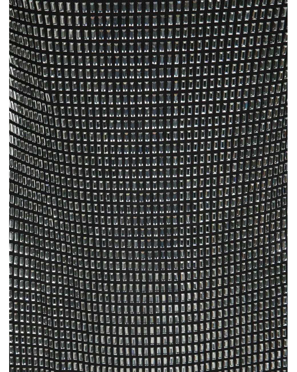 Self-Portrait Gray Rhinestone Mesh Mini Dress