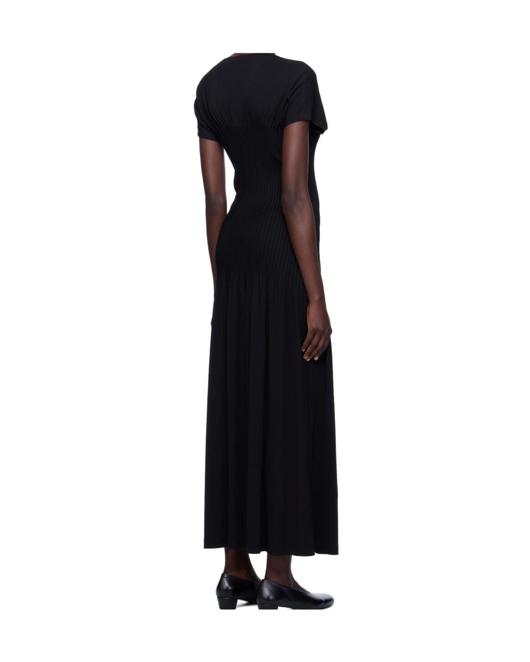 Totême Black Pleated Jersey Dress