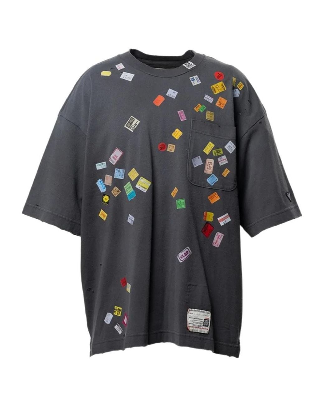 Maison Mihara Yasuhiro Black Price Tag-Sticker Printed T-Shirt for men