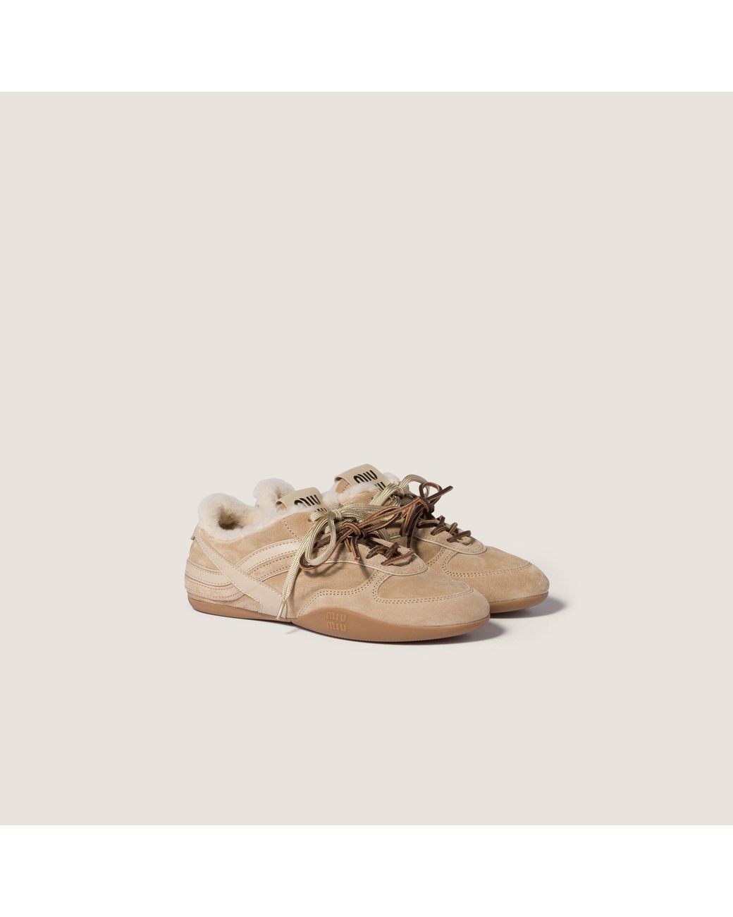Miu Miu Multicolor Shearling-Lined Suede Sneakers