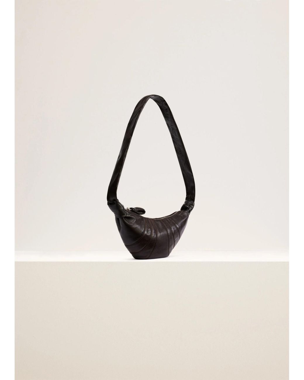 Lemaire Black Small Croissant Knotted Shoulder Bag for men