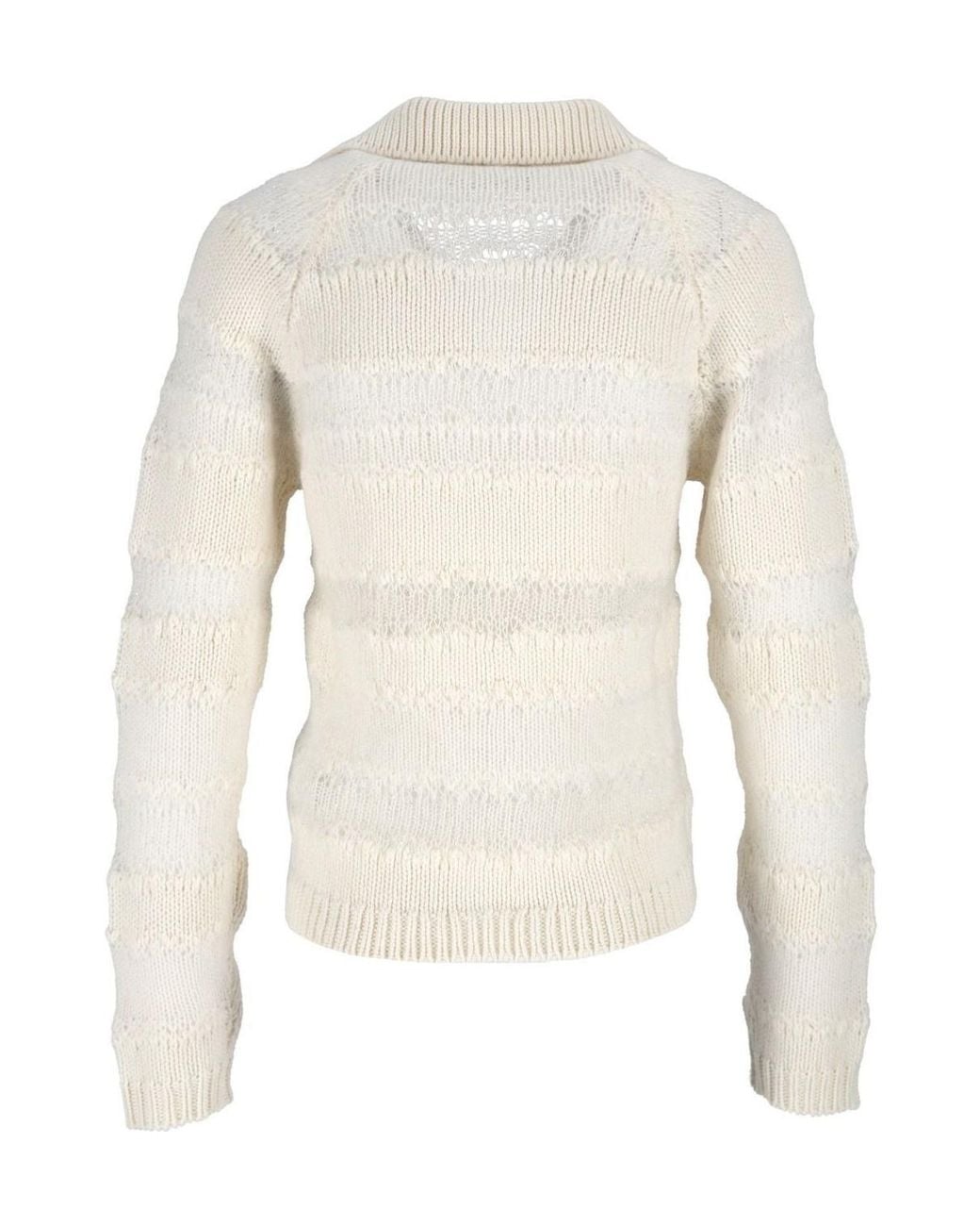 Fabiana Filippi White Micro-Sequin Embellished Striped Jumper