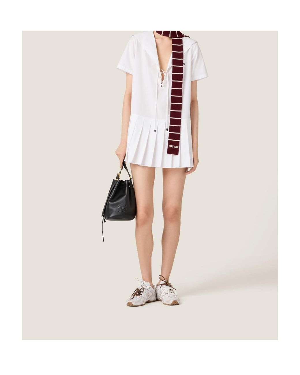 Miu Miu White Short-Sleeved Poplin Dress